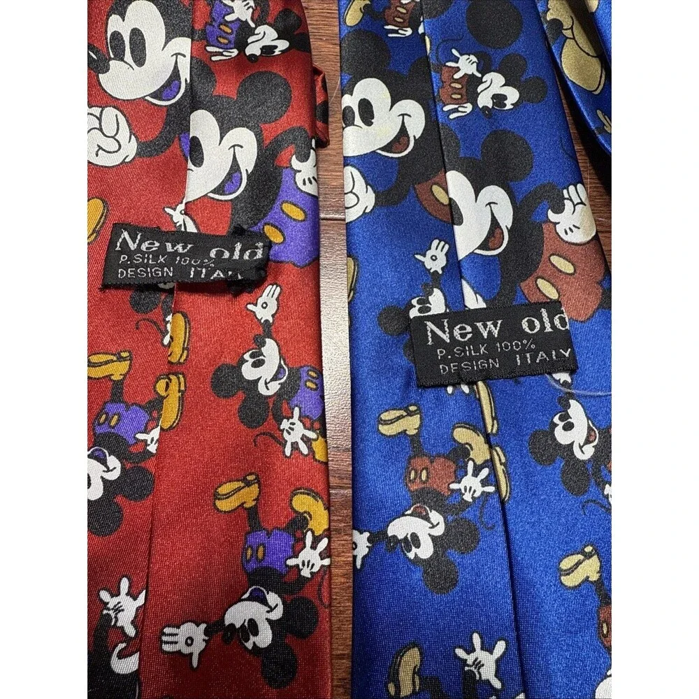 Vintage Disney Mickey Mouse 100% Silk Ties Lot Of 2 Excellent Condition